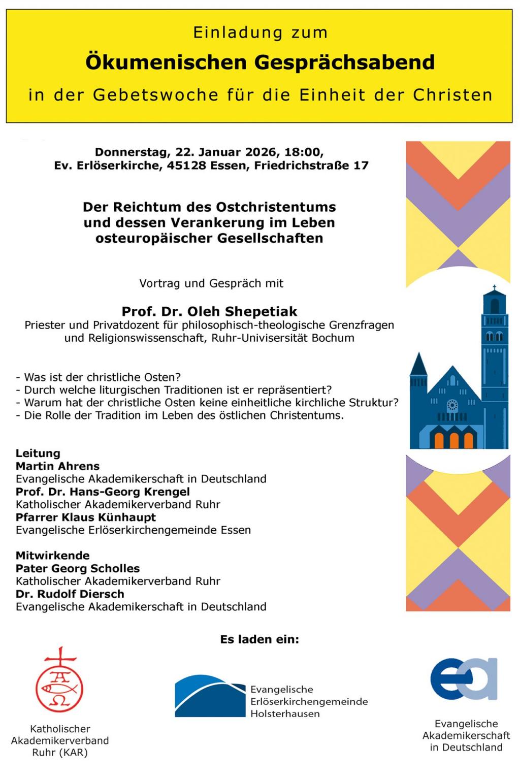 Ökumenischer Abend, 22.01.2026, 18.00 Uhr in der Erlöserkirche