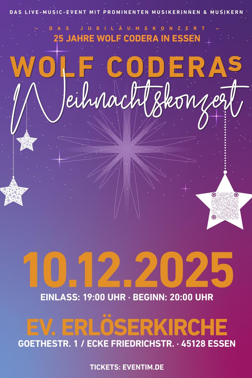 Wolf Coderas Weihnachtskonzert am 10.12.2025, 20:00 Uhr
